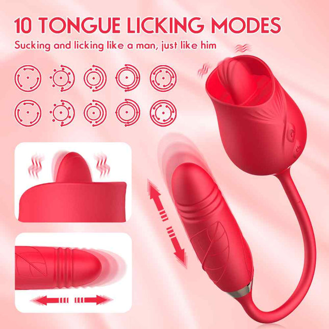 10 Tongue Licking Modes Rose Vibrator Sex Toy