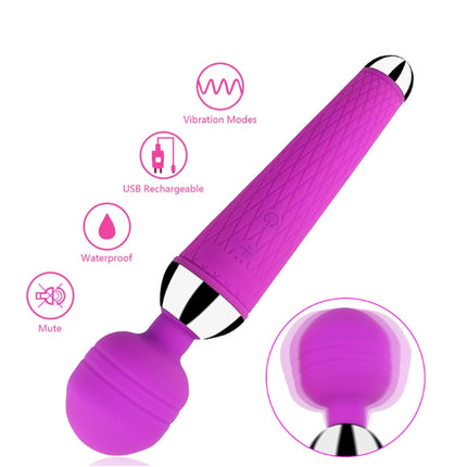 10 Vibrating Patterns Wand Massager Features Diagram