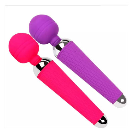 10 Vibrating Patterns Wand Massager in Pink and Purple Colours