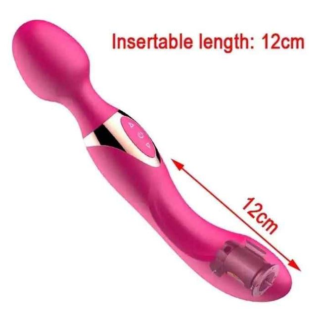 12cm Insertable Pink Curved Double Ended Wand Massager