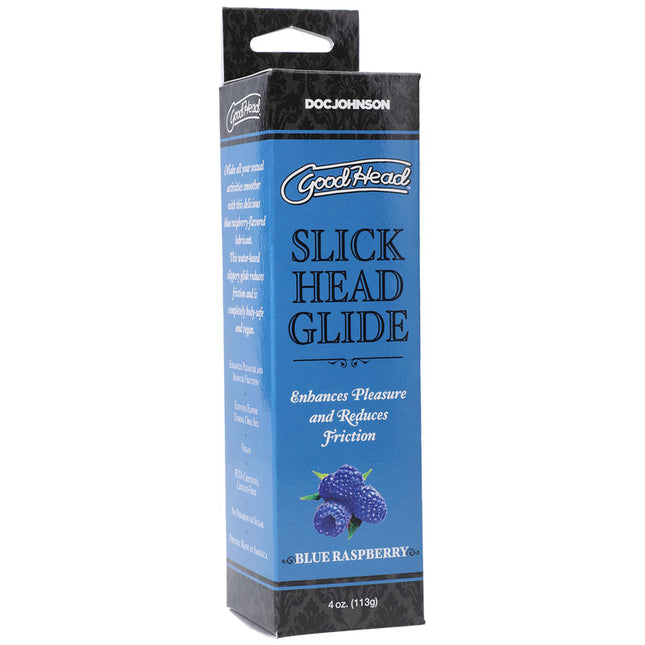 GoodHead Slick Head Glide Blue Raspberry Flavoured Lubricant - 120 ml Tube Box Only