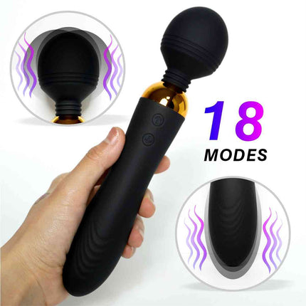 18 Vibration Modes Black Double Ended Wand Massager