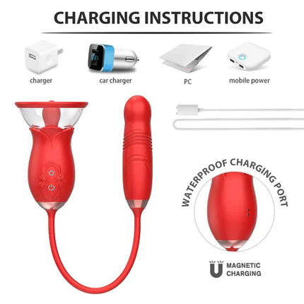 3 Sucking & Vibration Rose Vibrator Charging Instructions