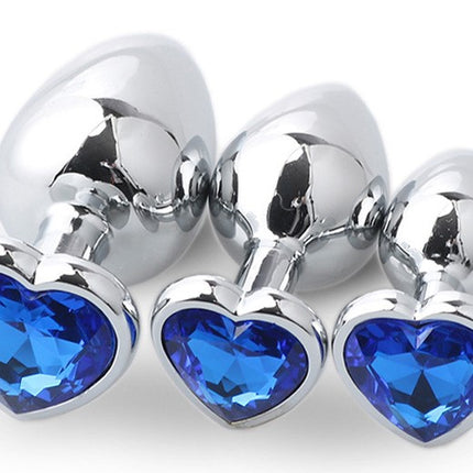 3pcs Blue Heart Shaped Butt Plugs Square