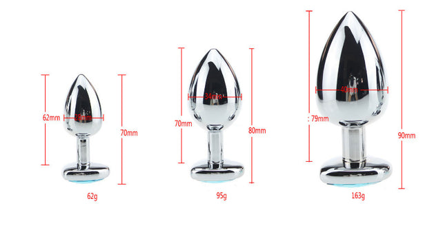 3pieces Pink Heart Shaped Butt Plugs Size Chart