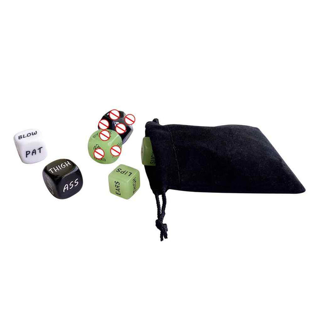 6pcs Sex Dice Game Set with Velvet Pouch