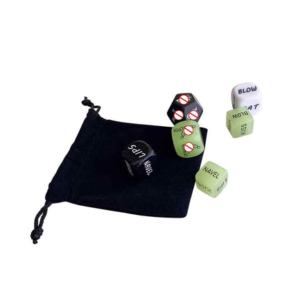 6pcs Sex Dice Game Set with Velvet Pouch rolled