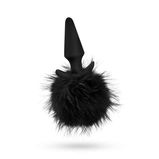 Anal Adventures Platinum Rabbit Tail Plug Black Side View