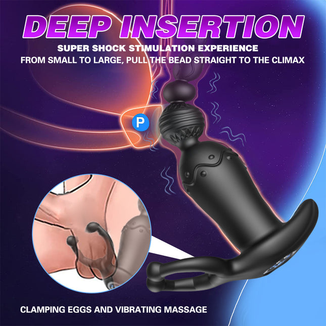 Anal Beads Vibrating Deep Insertion with Clamping Eggs Ball Clamps