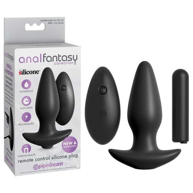 Anal Fantasy Collection Remote Control Silicone Plug with Case