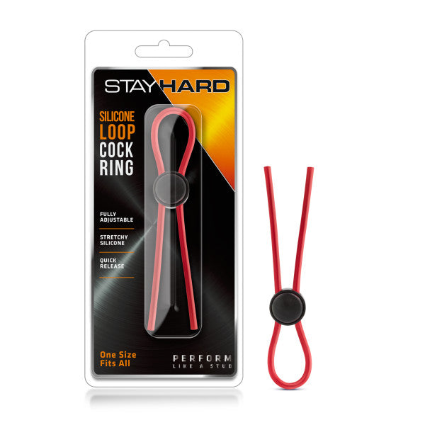 Stay Hard Adjustable Loop Lasso Cock Ring - Red