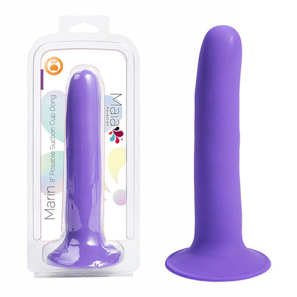 Maia MARIN 8 Inch Purple Dildo Posable Suction Cup Dong Front View with Case