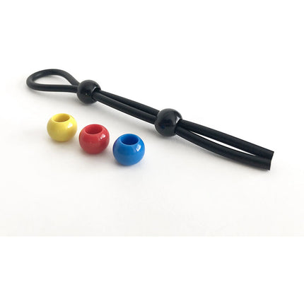 Boneyard Adjustable Lasso Cock Ring Cock Leash Double Slide with red, yellow and blue colour inserts