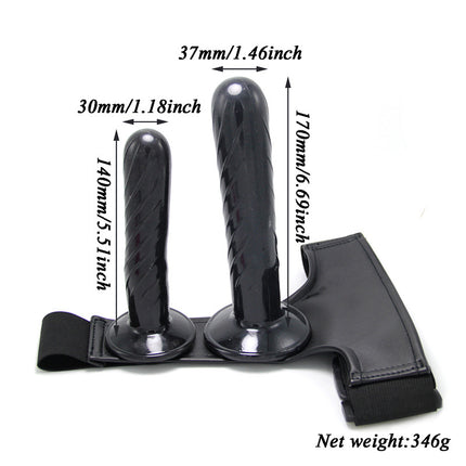 Black Harness Strap On Double Dildo Size Chart