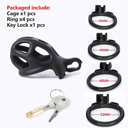 Black Chastity Cage Device Kit lock and key