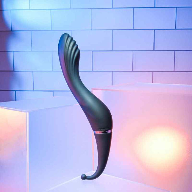 Black Evolved TANTALIZING TEASER Dual Ended Vibrator Side View