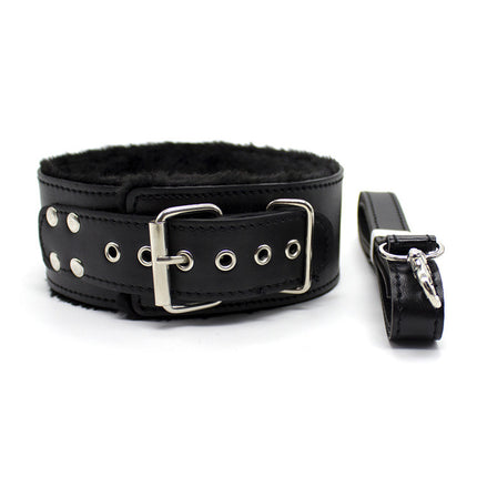 Black Fur Leather Choker