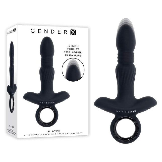 Black Gender X SLAYER Thrusting Butt Plug with Case