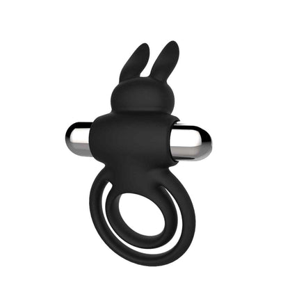 Black Happy Rabbit USB Rechargeable Vibrating Cock Ring