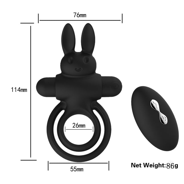 Black Happy Rabbit USB Rechargeable Vibrating Cock Ring Size Chart