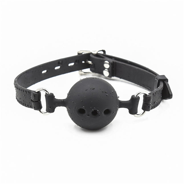 Black Leather Silicone Gag Ball