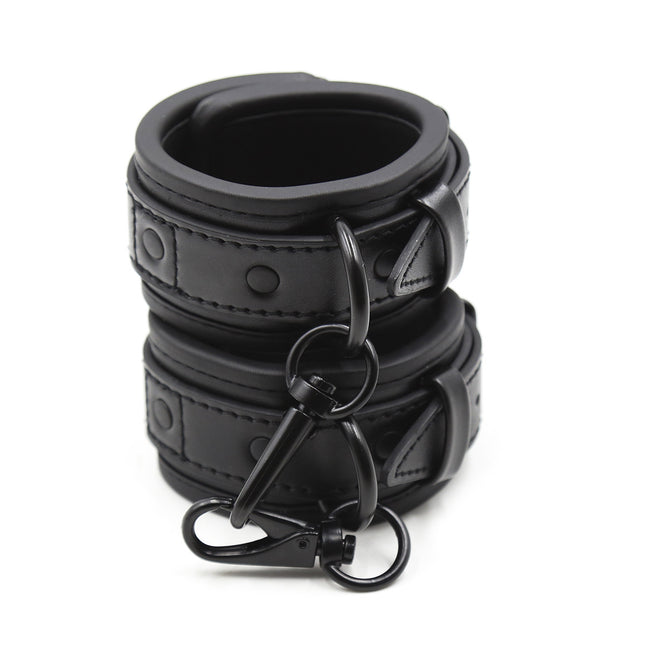 Black Leather Wrist Restraints with Lock