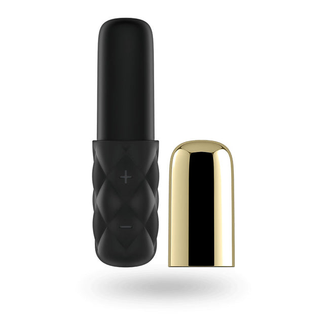 Black Lipstick Vibrator with Gold Lid