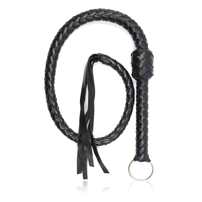 Black Long Flogger Spanking Whip