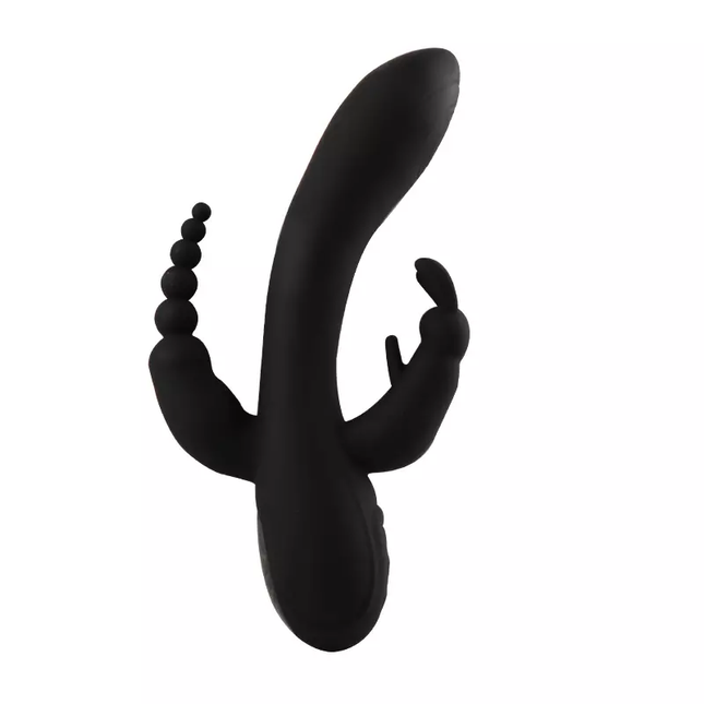 Black Luxury Double Penetration Beaded Rabbit Vibrator