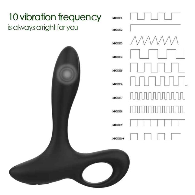 Black Remote Control Prostate Massager 10 Vibrations chart