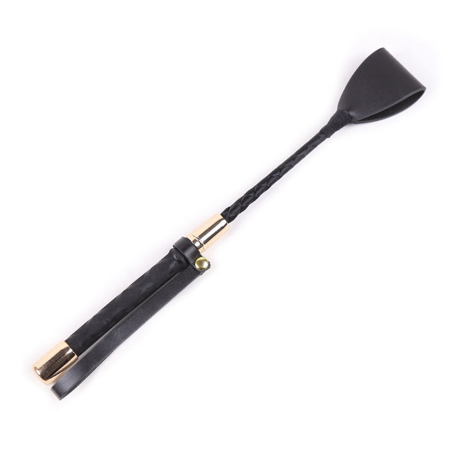 Black Strict 30cm Short Leather Riding Crop