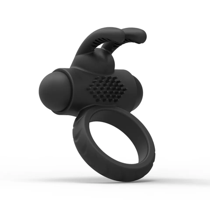 Black Tongue Vibrating Rabbit Cock Ring