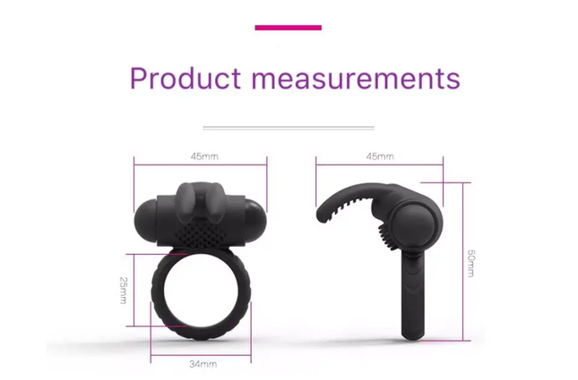 Black Tongue Vibrating Rabbit Cock Ring Size Chart