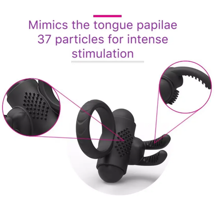 Black Tongue Vibrating Rabbit Cock Ring Vibration Diagram