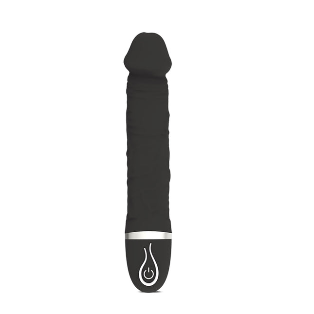 Black USB Charging Vibrating Dildo 8 Inch