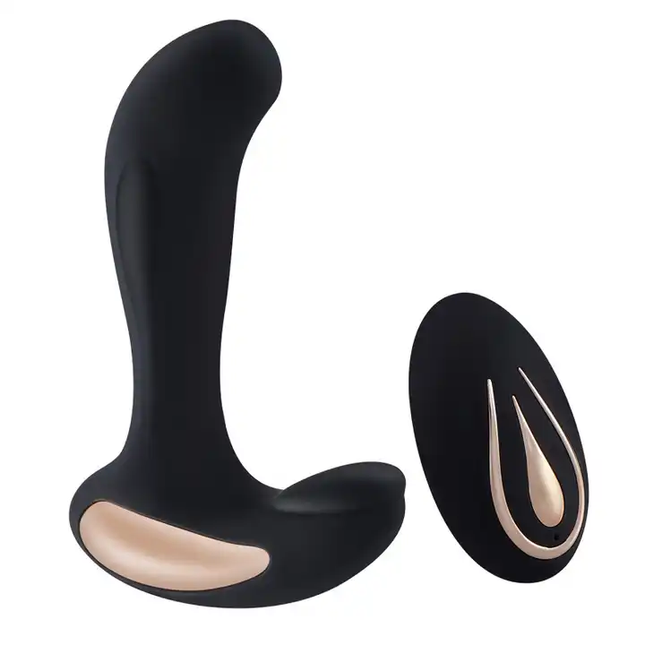 Black Vibrating Prostate Massager with Remote Control