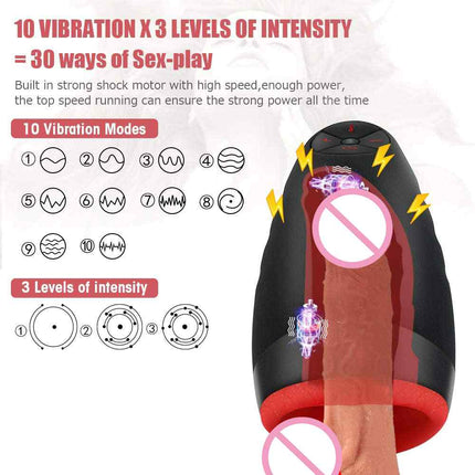 Blowjob Glans Trainer Heating Vibrating Male Masturbator 10x Frequency and Chart