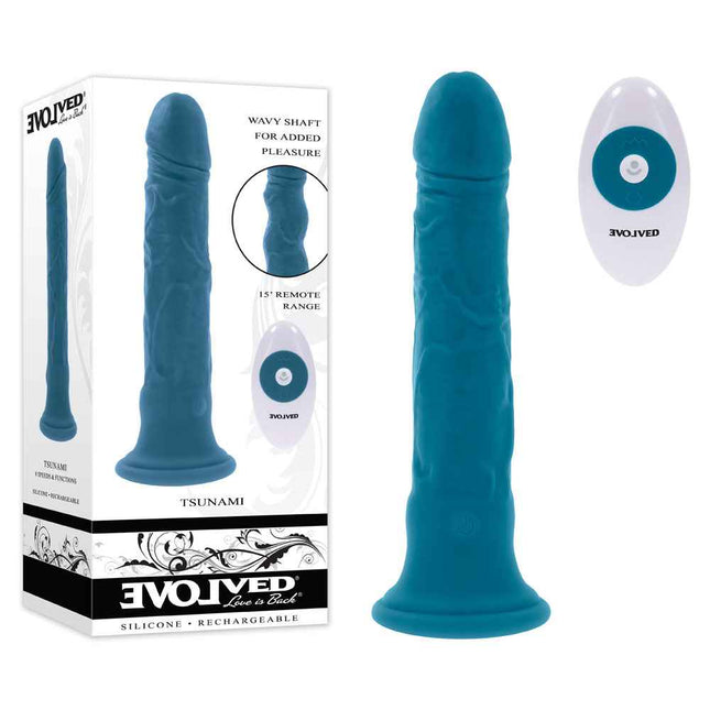 Blue Evolved TSUNAMI Vibrating Dildo with Box