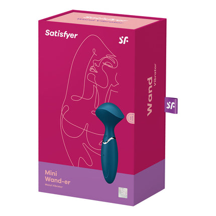 Blue Satisfyer Mini Wander USB Rechargeable Massage Wand Box Case