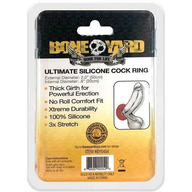 Boneyard Ultimate Silicone Cock Ring Red Instructions Back