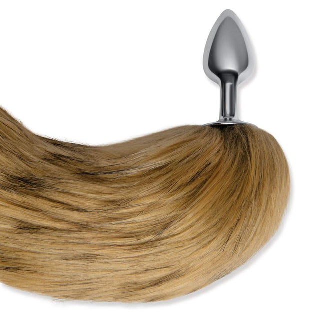 Brown Fox Tail Butt Plug Side View