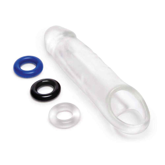 Clear 1 Inch Penis Extender with 3 Stretchy Stamina Rings