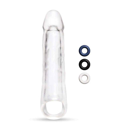 Clear 3 Inch Penis extender with 3 stretchy stamina rings