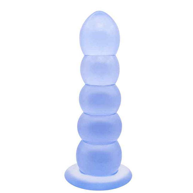 Clear Beaded Anal Dildo with Suction Cup Base 8 Inch