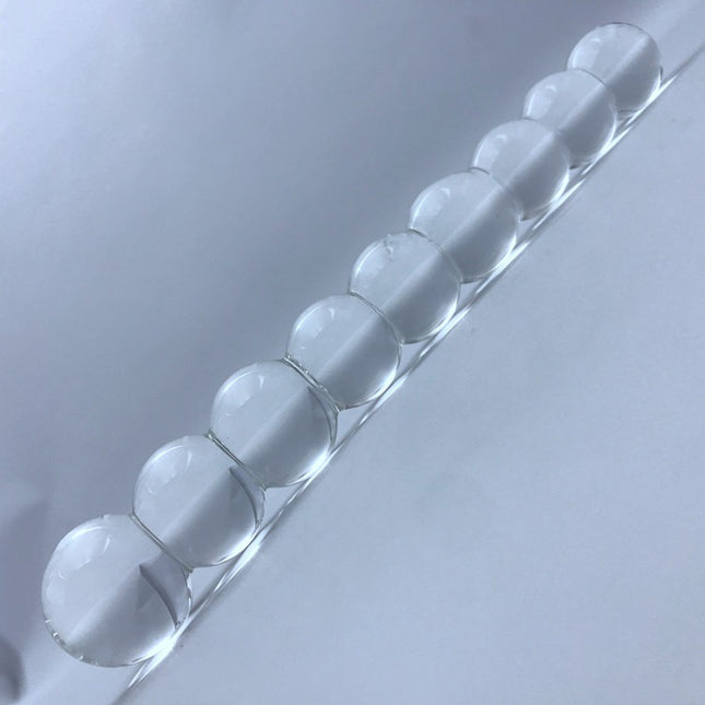 Clear Beaded Glass Dildo 5 Inch 45 Degree Angle