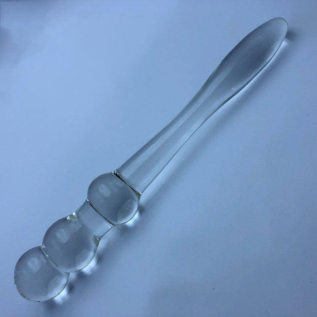 Clear Ribbed Glass Dildo 8 Inch