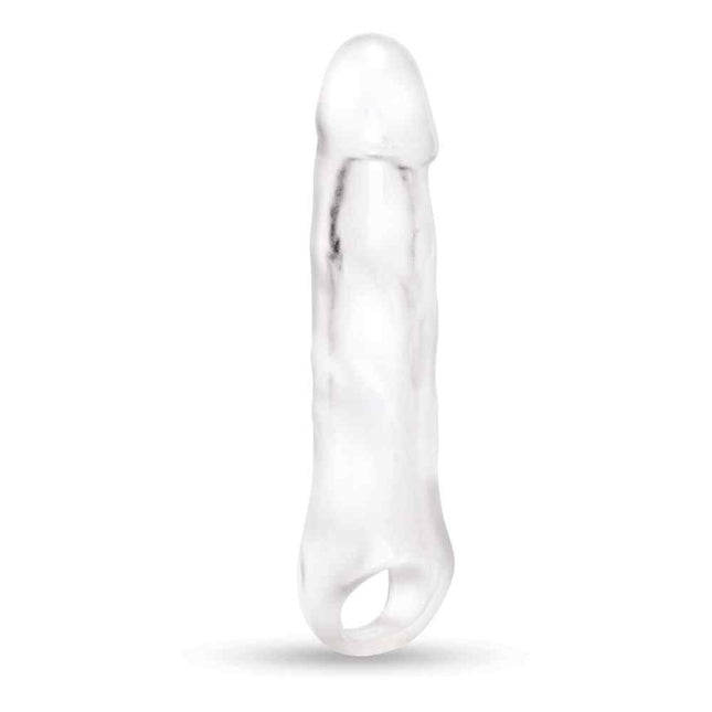 Clear Size Up 1 Inch See-Thru Penis Extender with Ball Loop Standing tall