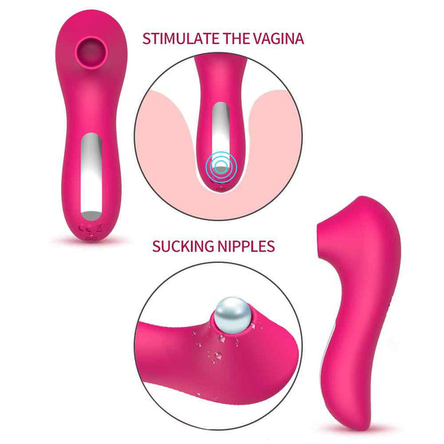 Clitoral Suction Vibrator 10 Frequency Rechargeable Sucking Nipples and Stimulating the Vagina