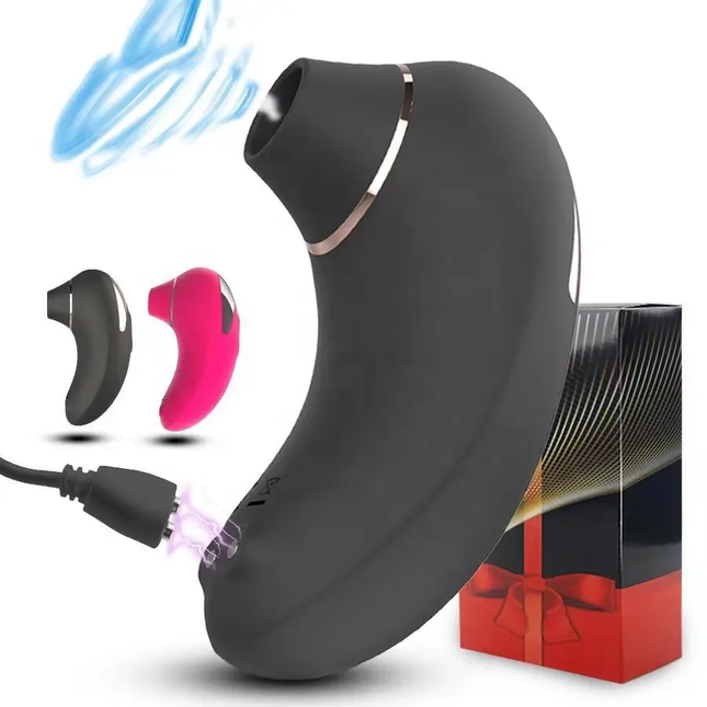 Clitoris Suction Vibrator 9 Sucking Modes Rechargeable Black and Pink In Background