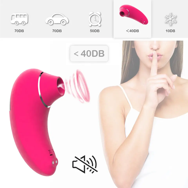 Clitoris Suction Vibrator 9 Sucking Modes Rechargeable Pink Quiet Less than 40db